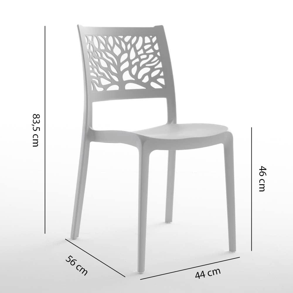SIEDITI FUORI E DENTRO 6 x Grey Polypropylene Indoor Outdoor Chairs | Flora tree of life chair for kitchen, garden, bar and restaurant. Easy to clean, no assembly, stackable.
