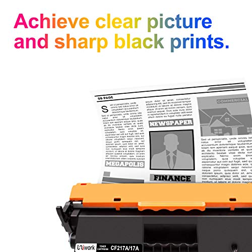Uniwork Compatible Toner Cartridge Replacement for HP 17A CF217A Compatible with Laserjet Pro M102w M130fw, Pro MFP M130fw M130nw M130fn M130a Printer Tray, 4 Black (with Chip)