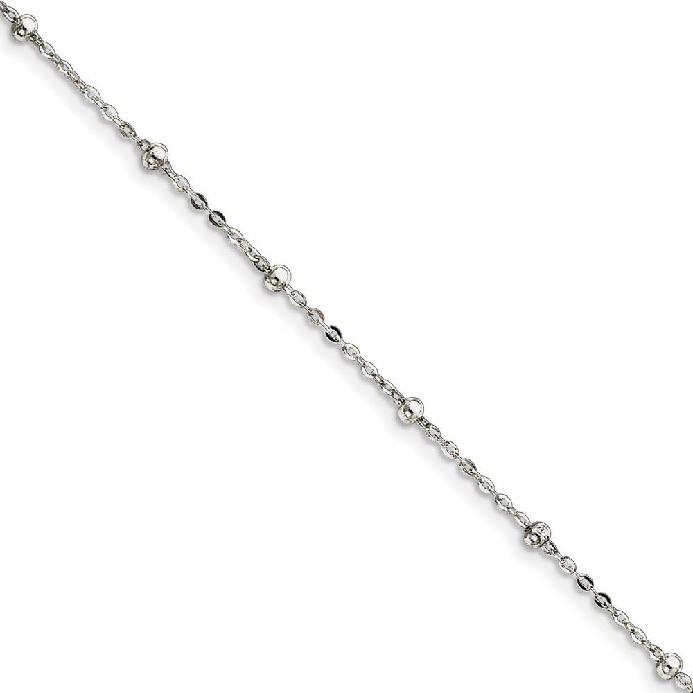 The Black Bow Black Bow Jewelry Sterling Silver Beaded Cable Chain Anklet, 9 Inch