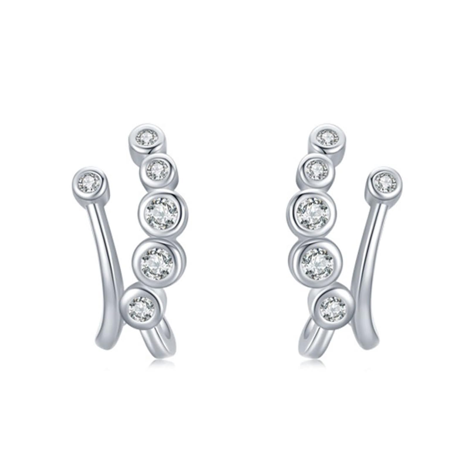 Moissanite Orecchini a perno in platino 950, geometria con moissanite, da donna, ipoallergenici