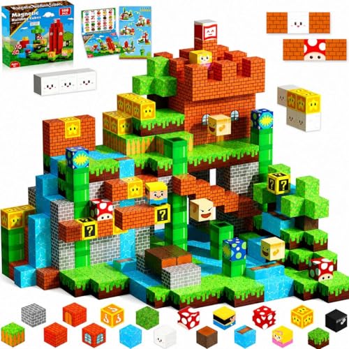 Annexfun Magnetic Blocks-100PCS Magnetic Building Cubes Blocks STEM Montessori Sensory Toys for Toddlers Kids Boys Girls Ages 3 4 5 6 7 8 9 10 Christmas Birthday Gifts