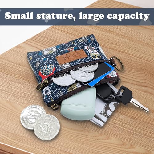 Image of Coin Bag, Waterproof Coin Wallet Small Coin Purse with Zipper and Keyring, Cute Coin Pouch for Women and Girls, Change Purse Mini Storage Bag for Coin, Cards, Keys, Lipsticks (dark blue)