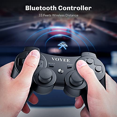Voyee Wireless Controller Compatible With Playstation 3, 2 Pack Ps3 Controller With Upgraded Joystick/Rechargerable Battery/Motion Control/Double Shock (Black) #TOP3