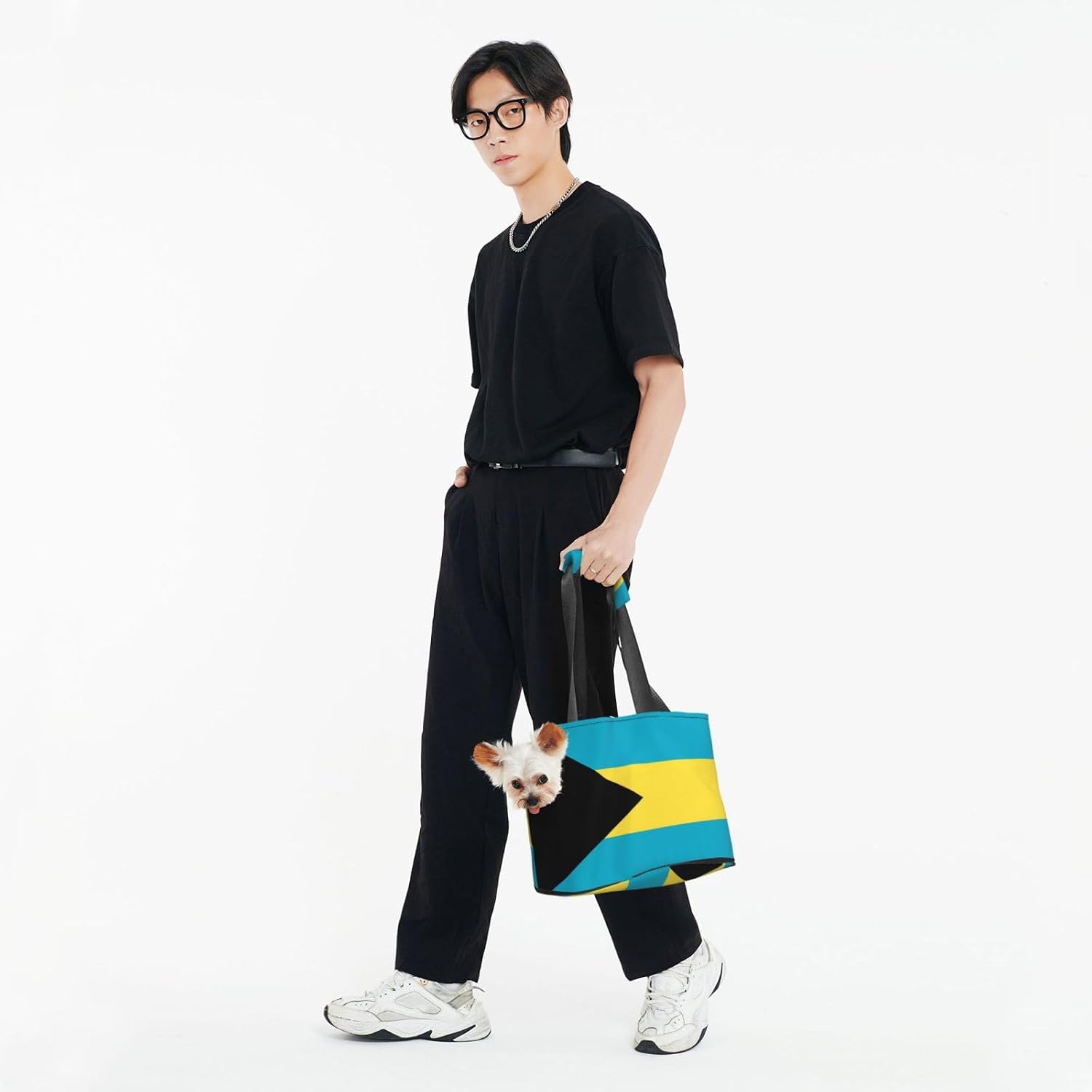 Flag of the Bahamas Pet Tote Bag for Small Dogs and Cats, Polyester Shoulder Carrier with Adjustable Strap, 15.2 x 10.4 x 7.5 Inches image 5