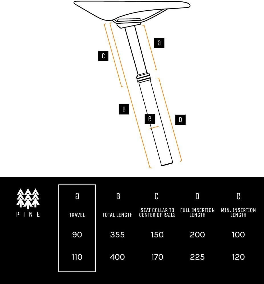 PNW Components Pine Dropper Post - 27.2mm External Routing MTB Seatpost - Cable Actuated Saddle Adjustment - Mountain Bike Dropper