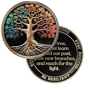 Affirmation Sobriety Coin Gift Set | Tree of Life AA Chip Medallion with Coin Capsule, Display Stand & Card | Sobriety Gifts for Anniversary Month & Year for Men & Women in Recovery