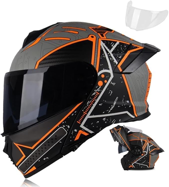 Uchoose Uchoose Modular Motorcycle Helmet Flip Up Full Face, DOT Approved Motorcycle Helmets for Men and Women, Dual Visor with Extra Clear Shield,