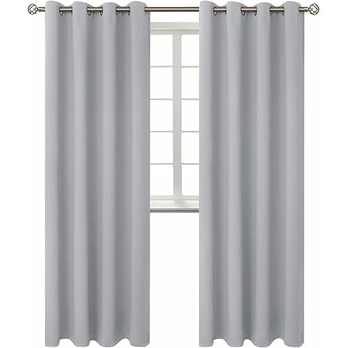 BGment Blackout Curtains for Bedroom - Grommet Thermal Insulated Room Darkening Curtains for Living Room, Set of 2 Panels (52 x 95 Inch, Light Grey)