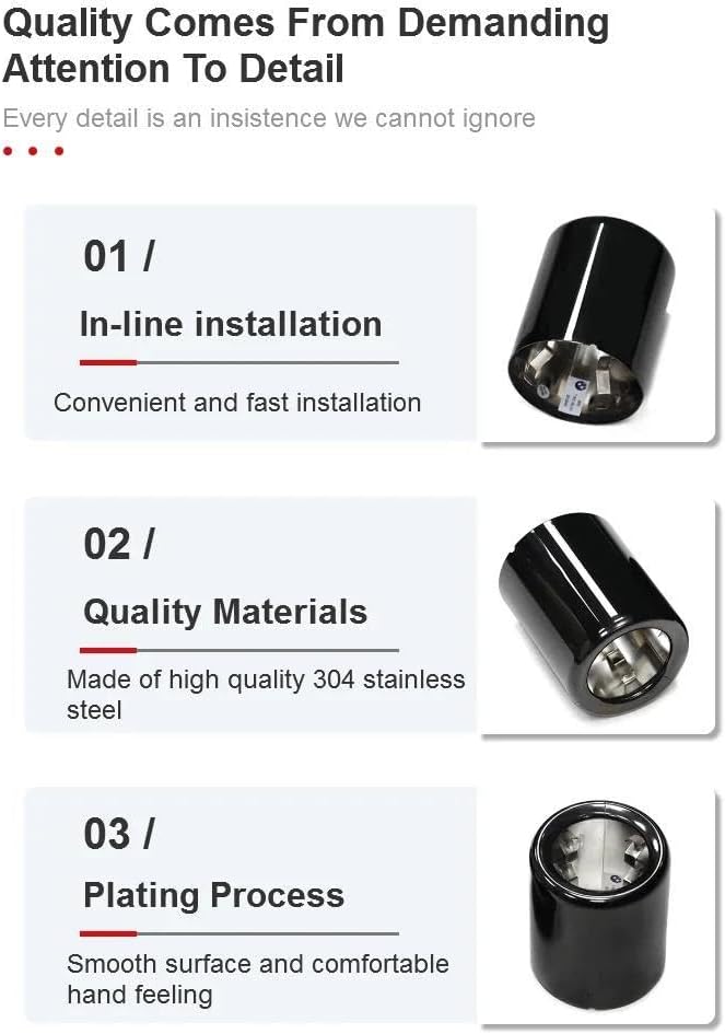 Spare Parts For BMW X1 F49 1 Series 118i 120i 125i 2020-2023 Muffler Tailpipe Stainless Steel Exhaust Replacement Trim Cover(Black 1 PCS)