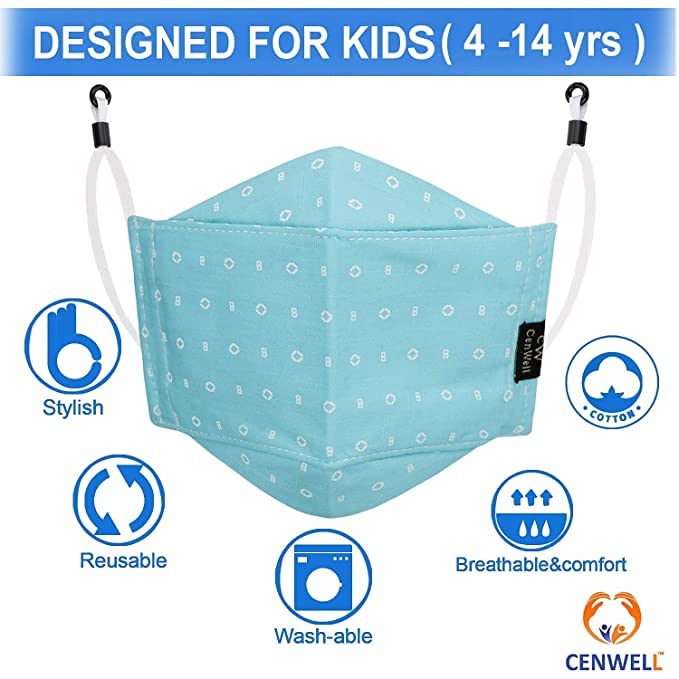 Cenwell 5 Pcs Kids 3D Mask Reusable, Washable & Breathable Stylish Kids Face Mask with Adjustable Earloops for Boys Girls Children Gift, Cute Designer Mask, Facemask - (Multicolour, Printed) 4