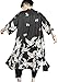 Herren Japanischer Kimono Mantel Lose Yukata Outwear Lange Bademantel Tops Vintage, schwarz, Large