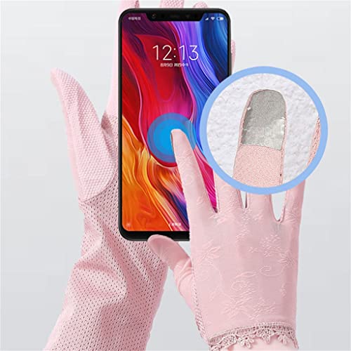 Guantes de seda largos para mujer de encaje elegante y alta protección solar 3