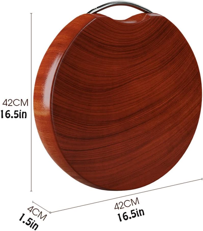 Premium Wooden Double-Sided for Kitchen Heavy Round Cutting Board with Stainless Steel Handles for Vegetables Cutting Board for Carving Meat or Vegetables (42cm/16.5in)