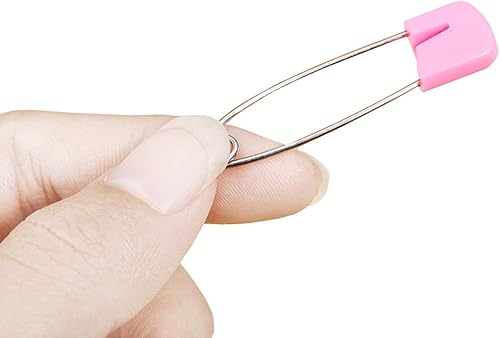 Miniatura 5 de 50 unidades de 2.165 in2 pulgadas, 5 colores, cabeza de plástico, pasadores de seguridad de acero inoxidable, pasadores de pañales de tela de