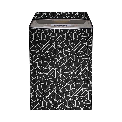 Image of Wings Star LG Top Load Washing Machine Cover for 6 kg, 6.2 Kg, 6.5 Kg, 7 Kg (58 X 58 X 88 cm) | Waterproof & Dust-Proof Top Loading Fully Automatic Washing Machine Cover for LG, (Black), Polyester