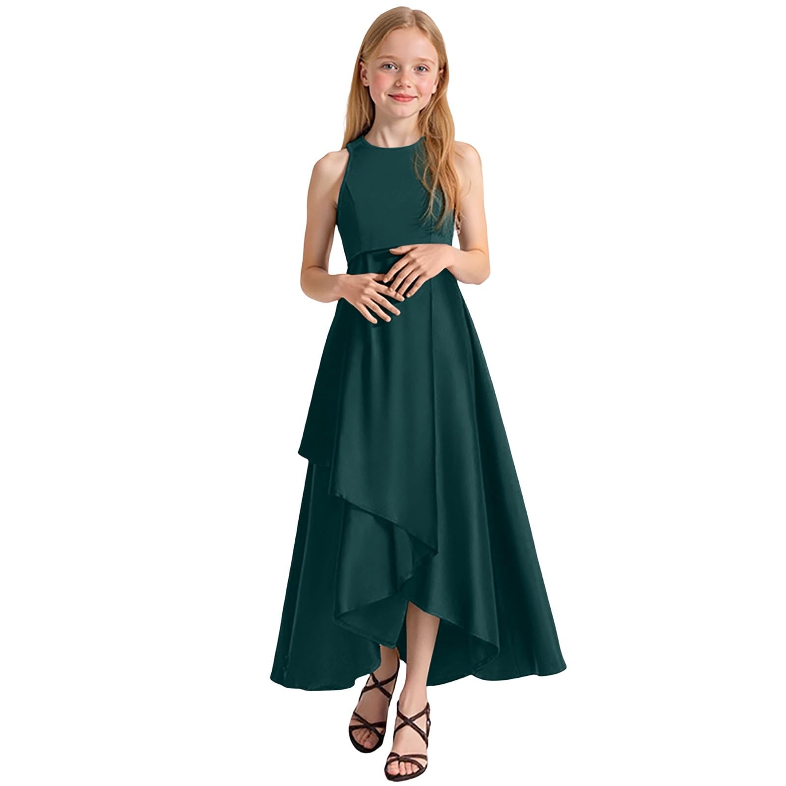 Generisch Vestido de noche para niña, vestido de fiesta para conciertos, desfiles, elegante, sin mangas, para niños pequeños a adolescentes