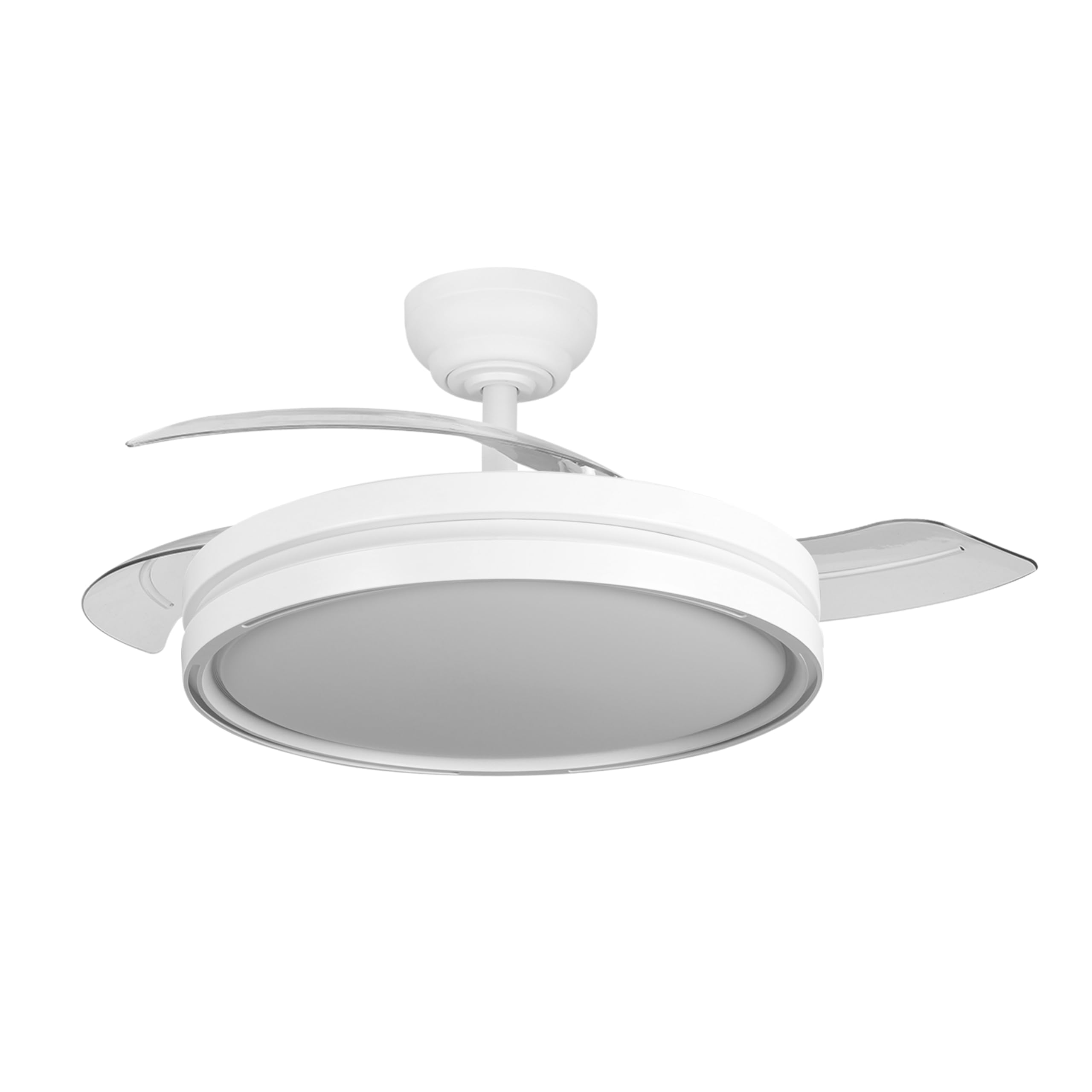 YATEK Mia wentylator sufitowy z oświetleniem LED, 60 W, wysuwane łopatki, ultra cichy silnik DC, Ø 107 cm, pilot zdalnego sterowania, 3 kolory światła, możliwość ściemniania, funkcja letni/zimowa