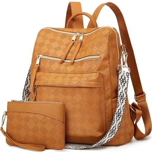 Image of Backpacks for Women Fashion PU Leather Bag Multipurpose Design Convertible Satchel Bag Travel Backpack Handbag and Purse 2Pcs