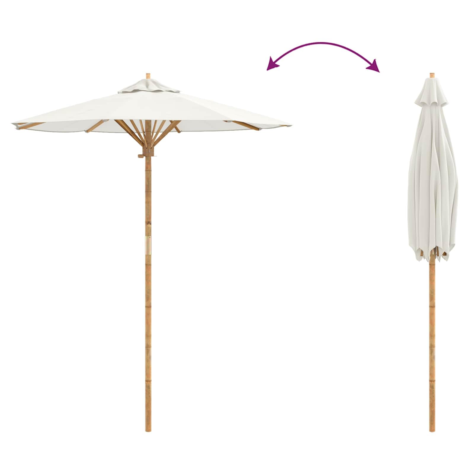 SYDE Kremowy parasol ogrodowy Ø 180 x 230 cm bambus