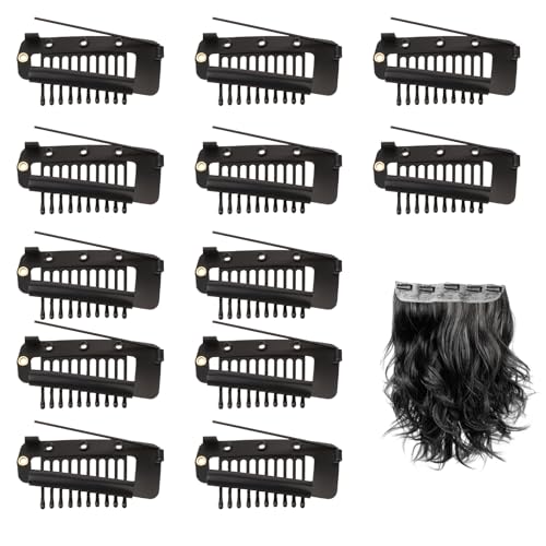 12Pcs 36mm 10-teeth Wig Clip, Metal Hair Extension Clips Snap Wig Clips Seamless Invisible Strong Wig Combs for Girls Women Wigs Hairpiece Headscarf Hair Extensions Accessories(Black) 12Pcs 36mm 10-teeth Wig Clip, Metal Hair Extension Clips Snap Wig Clips Seamless Invisible Strong Wig Combs for Girls Women Wigs Hairpiece Headscarf Hair Extensions Accessories(Black)
