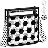 Abbylike Women Clear PVC Soccer Crossbody Bag Black and White Soccer Bag for Events Approved Theme Party Favor
