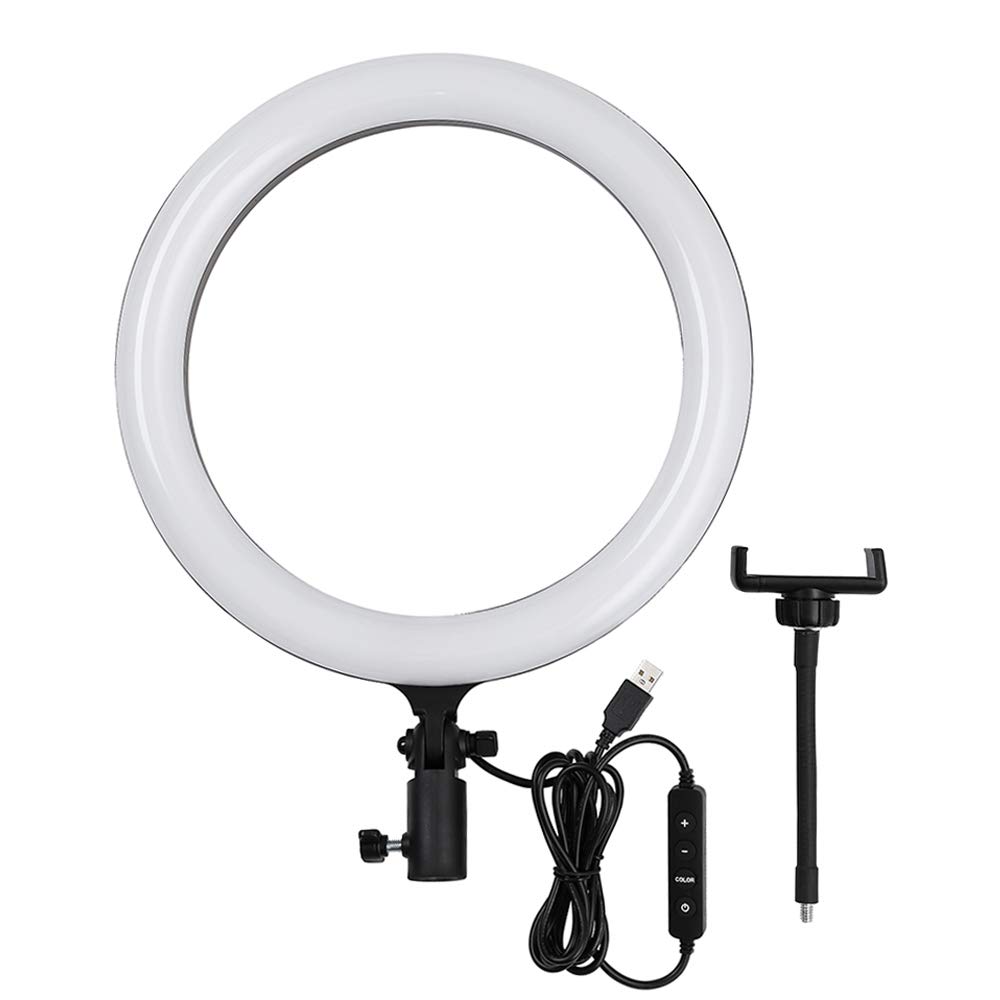 Godox Anneau lumineux LED LR120 - 3000 K - 6000 K - Température réglable - Luminosité réglable - Alimentation USB avec support de téléphone pour streaming en direct, selfie, maquillage