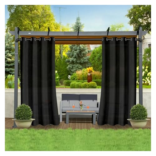 Cortinas pergolas exterior para decorar cenadores y terrazas con estilo negro 2