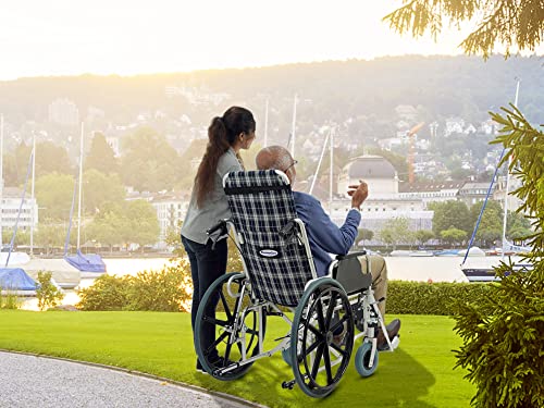 Image of KosmoCare Recliner Light Foldable Wheelchair with Aluminium Frame | Foldable Wheelchair | Wheel chairs for old people | Recliner Wheel chair | Manual Mobility Aid Comfortable 18 inch wide seat |