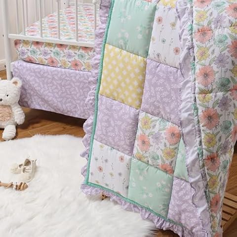 The Peanutshell Lavender Floral Crib Set Cover