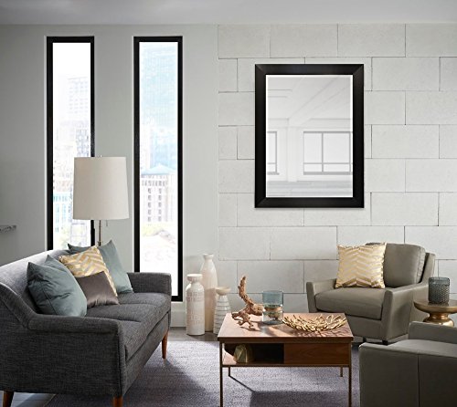 Wood Frame Mirror Modern Elegant Wall Mounted Mirror, Rectangle, Black Finish, 3 Inch Wide Flat Frame For Bathroom, Vanity, Living Room, Dining Room, Kitchen, Bedroom, Office By Raphael Rozen (16X20) #TOP4