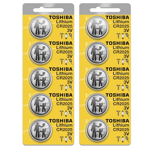Toshiba CR2025 Battery 3V Lithium Coin Cell (10 Batteries)