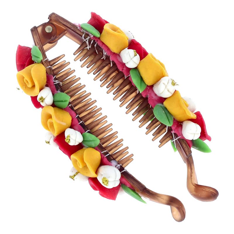 YOU & YOURS Banana Hair Clip Handmade Artificial Flowers Jewelry for Girls & Women - Image 2 thumbnail