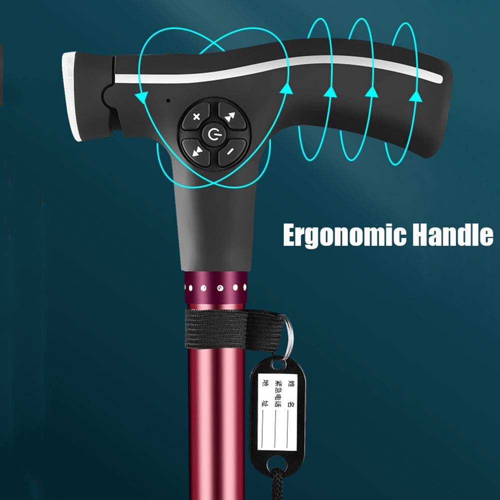 BJH Bastón con luz LED Función de Radio portátil Carga USB Muleta para Caminar 5 Bastón para Caminar de Altura Ajustable para Hombres Mujeres Personas Mayores discapacitadas y ancianas Interesting
