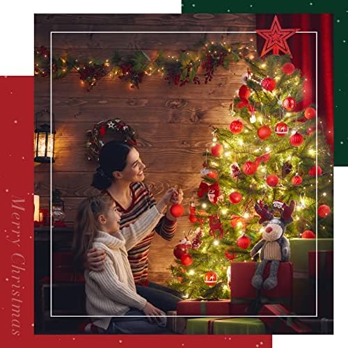 SOLEDI 101 Pieces Christmas Baubles Decoration Christmas Balls Set, Assorted Shatterproof Christmas Tree Ornaments Decorative Baubles Pendants Reusable Hand-held Gift Package for Xmas Tree (Red)