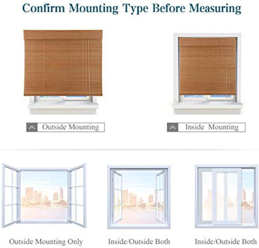 Diagram illustrating measurement methods for internal and external installation of blinds.