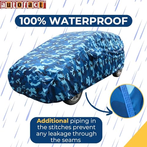 Image of Autofact 100% Waterproof Car Body Cover Compatible with Tata Altroz (2020 to 2023), with Mirror Pockets, 4 x 4 American Matty, Long Lasting Strong Durable Material, Camouflage Airforce Look