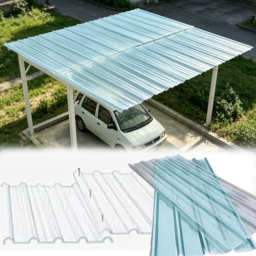Clear Corrugated Plastic Roof Panels 6 pcs 3'x 3.2' Fiberglass Roof Panels Corrugated Polycarbonate Sheets Panels for Pergola Carport Patio