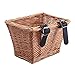 MisFox Cesta de Bicicleta para Niños, Cesta Bici de Mimbre Tejida a ManoCesta Delantera de Desmontable, Cesta de Almacenamiento Retro con Correas de Cuero, Forma de D/Cuadrado
