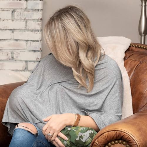 Image of SNOWIE SOFT Feeding Covers for Nursing Mom with Side Button Closure, 360Full Coverage, Soft Stretchy Feeding Shawl Breastfeeding Mother for Discreet Nursing, 75x170cm