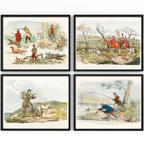 Vintage Hunting (Set of 4) Art Print - 8x10 (Unframed)