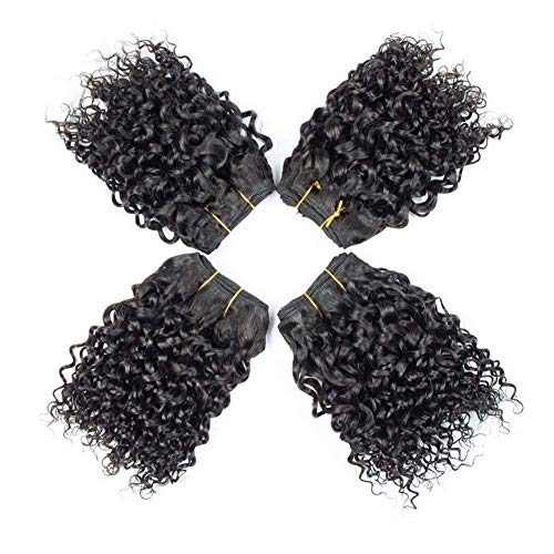 Selina Brazilian Curly Hair Bundles 4 Bundles Kinky Curly Short Human Hair Brazilian Virgin Human Hair 50 Gram/Bundle (8 8 8 8, Natural Color) #TOP1