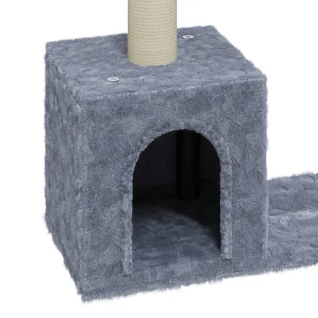 Tiragraffi per gatti, grigio chiaro, 60 cm, con tronco in sisal, tiragraffi con grotta, piattaforma, superficie di riposo, mobili per gatti, arrampicata, riposo e appartamento o balcone