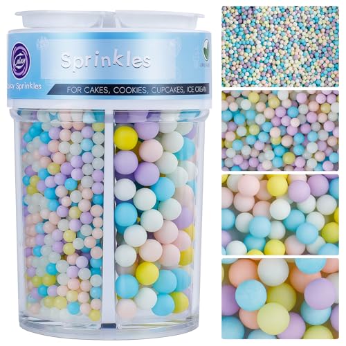 Image of Pastel Sprinkles for Cake Decorating, 7.8oz Macaron Pearl Sprinkles 4 Sizes Mix for Cake Cupcake Cookie Baking Donuts Ice Cream Toppings