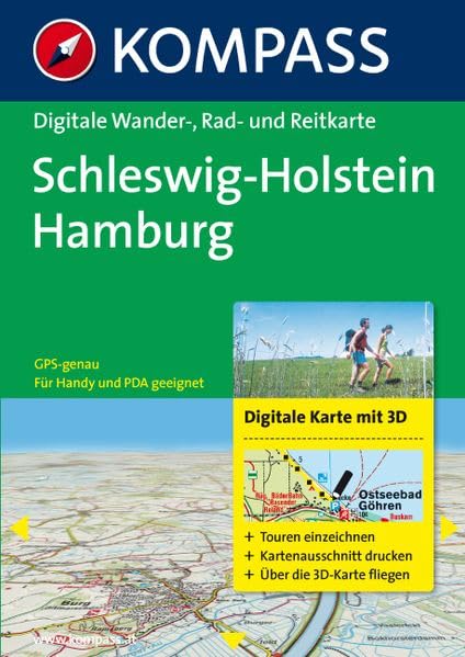 Schleswig-Holstein - Hamburg 3D: Digitale Wander- und Radkarte (KOMPASS Digitale Karten, Band 4254)