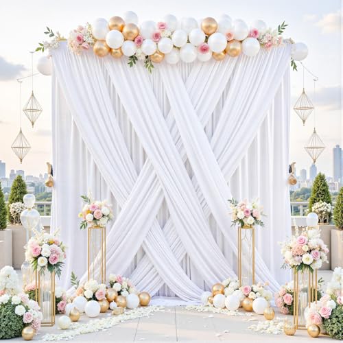 Cortinas blancas fondo 50x10ft 10 paneles para eventos miniatura 1