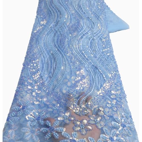 Tissu en dentelle perlée à paillettes de 2,5 mètres pour couture de robe