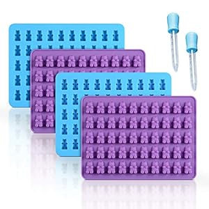 Gummy Molds Bear Candy Silicone – Mini Size Chocolate Gummy Molds with 2 Droppers Nonstick Food Grade Silicone Pack of 4