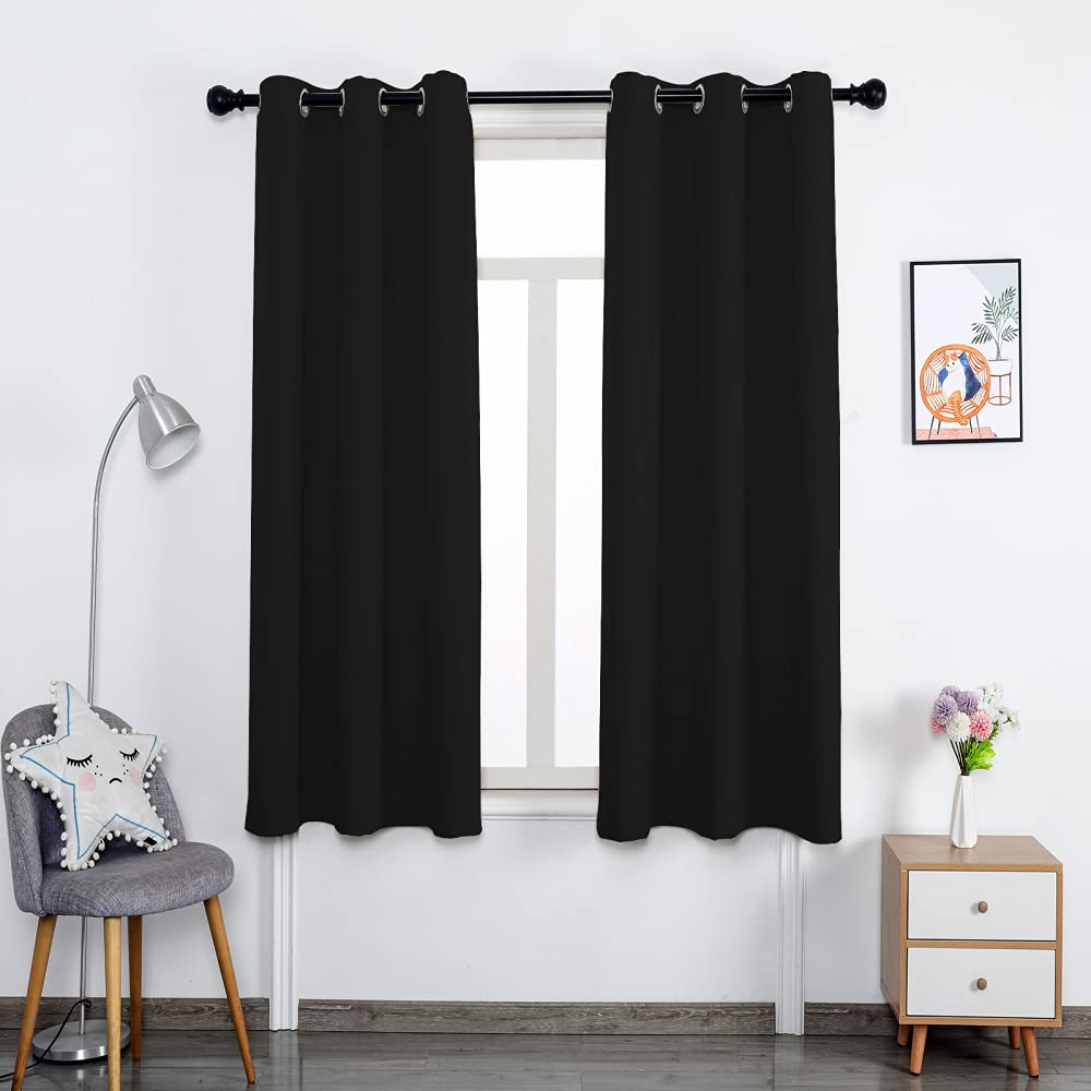 Tende Oscuranti Per Camera Da Letto - Set Da 2 Pannelli 106x160 Cm - Isolanti Termici Con Occhielli - Colore Nero - 4