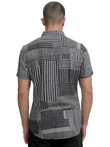 Image of Highlander Men's's Geometric Print Shirt | Half Sleeves | Bold & Sophisticated Design