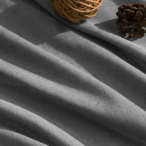 Image of Nanspring Blazer Grey Curtains Linen Blend Light Filtering Back Tab Curtain 84 Inches Long, Semi Sheer Privacy Drapes for Living Room & Bedroom,Simple Style 52x84 inch, 2 Panels